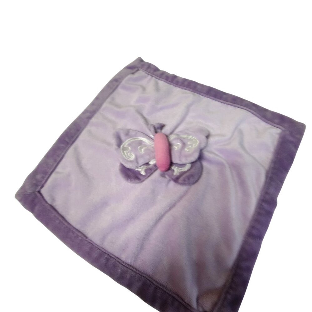 Tiddliwinks Baby Security Blanket With Butterfly Applique 12"x12" Lavender